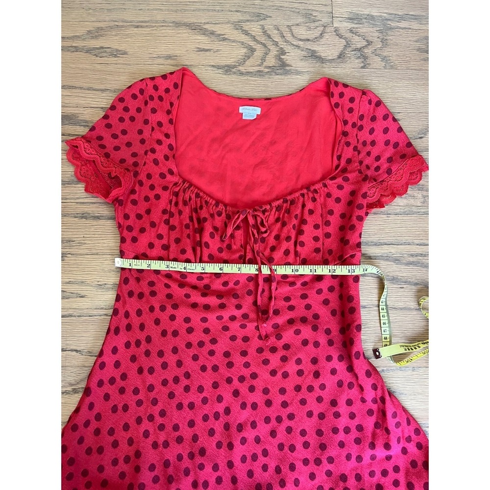 Kimchi Blue Red Polka Dot Milkmaid Mini Dress Short Sleeve OB2144183 Small - Picture 7 of 15